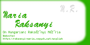 maria raksanyi business card